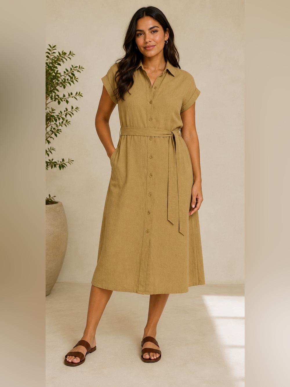 Faherty Arlie Short Sleeve Shirtdress ANTIQUE BRONZE SZ‎ S NWT